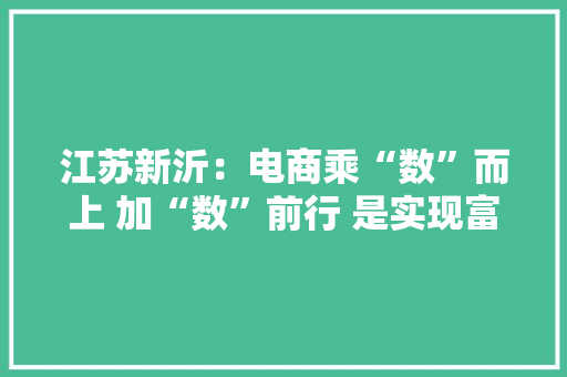 江苏新沂：电商乘“数”而上 加“数”前行 是实现富平易近的新引擎