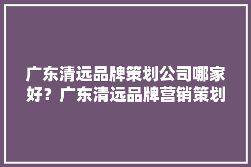 广东清远品牌策划公司哪家好？广东清远品牌营销策划计策咨询公司