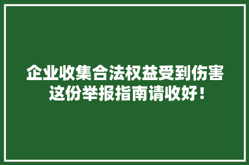 企业收集合法权益受到伤害 这份举报指南请收好！