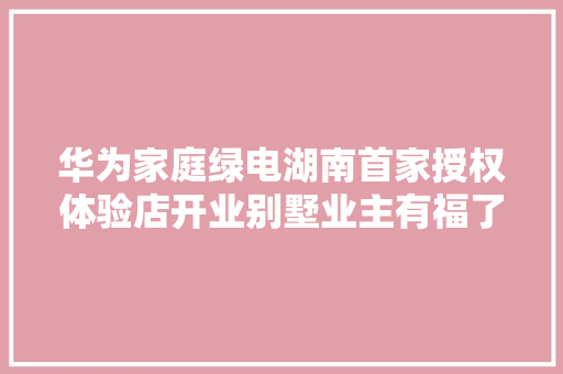 华为家庭绿电湖南首家授权体验店开业别墅业主有福了！