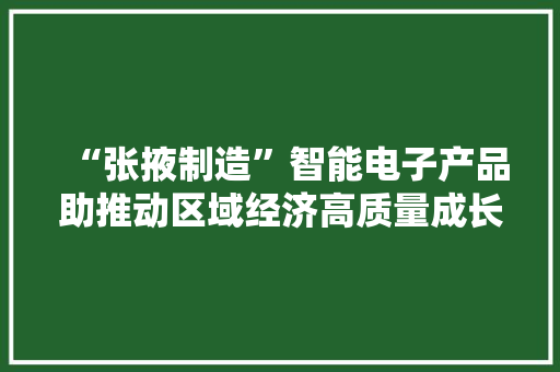 “张掖制造”智能电子产品助推动区域经济高质量成长