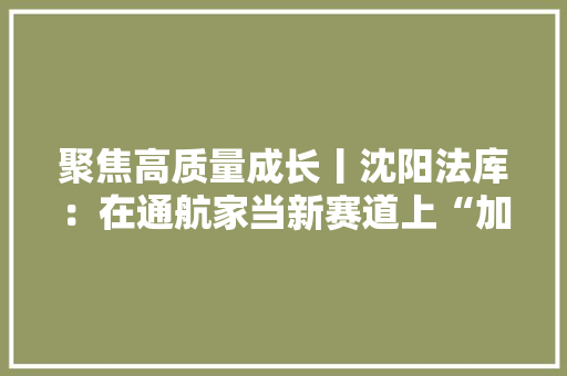聚焦高质量成长丨沈阳法库：在通航家当新赛道上“加速起飞”