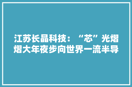 江苏长晶科技：“芯”光熠熠大年夜步向世界一流半导体品牌迈进 江苏长晶科技：“芯”光熠熠大年夜步向世界一流半导体品牌迈进 智能家居