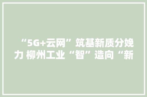 “5G+云网”筑基新质分娩力 柳州工业“智”造向“新”而行 “5G+云网”筑基新质分娩力 柳州工业“智”造向“新”而行 智能家居