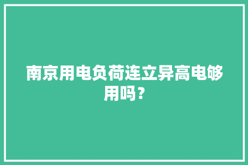 南京用电负荷连立异高电够用吗？ 南京用电负荷连立异高电够用吗？ 人工智能