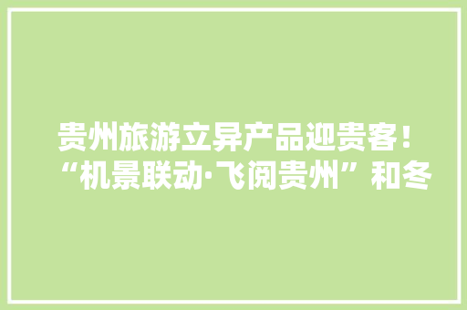 贵州旅游立异产品迎贵客！“机景联动·飞阅贵州”和冬游贵州旅游产品宣告 贵州旅游立异产品迎贵客！“机景联动·飞阅贵州”和冬游贵州旅游产品宣告 人工智能