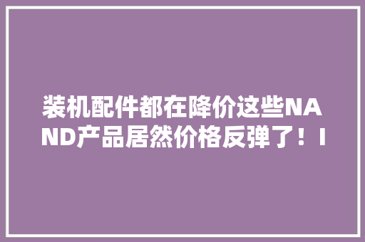装机配件都在降价这些NAND产品居然价格反弹了！I 二哥说 装机配件都在降价这些NAND产品居然价格反弹了！I 二哥说 人工智能
