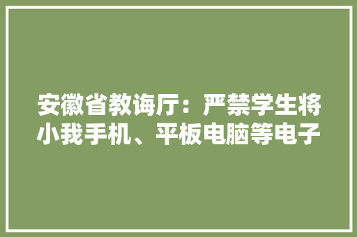 安徽省教诲厅：严禁学生将小我手机、平板电脑等电子产品带入教室
