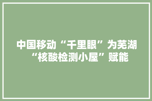 中国移动“千里眼”为芜湖“核酸检测小屋”赋能