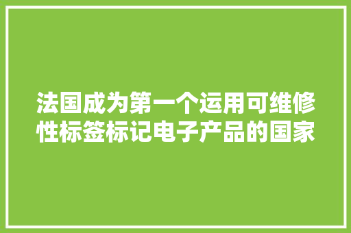 法国成为第一个运用可维修性标签标记电子产品的国家 法国成为第一个运用可维修性标签标记电子产品的国家 智能科技
