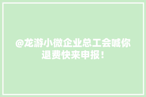 @龙游小微企业总工会喊你退费快来申报！ @龙游小微企业总工会喊你退费快来申报！ 人工智能
