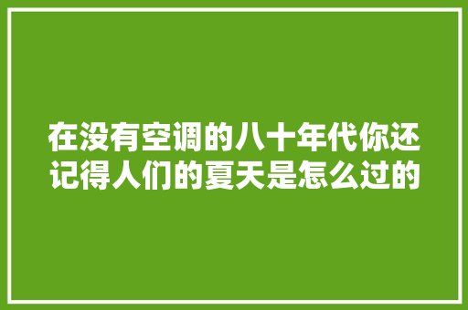 在没有空调的八十年代你还记得人们的夏天是怎么过的吗？