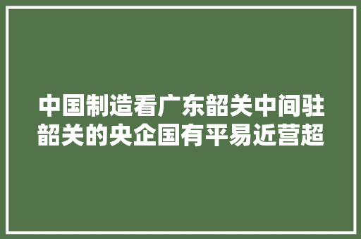 中国制造看广东韶关中间驻韶关的央企国有平易近营超级制造业有多强