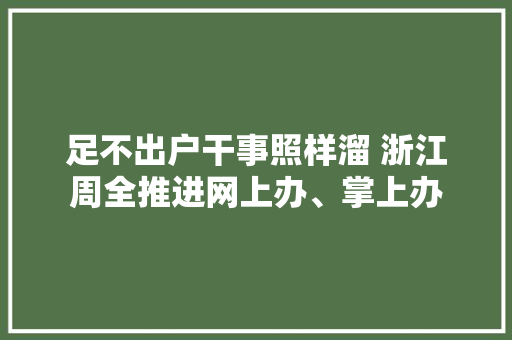 足不出户干事照样溜 浙江周全推进网上办、掌上办 足不出户干事照样溜 浙江周全推进网上办、掌上办 人工智能