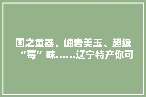 国之重器、岫岩美玉、超级“莓”味……辽宁特产你可能只知其一
