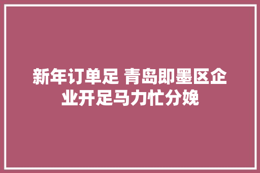 新年订单足 青岛即墨区企业开足马力忙分娩