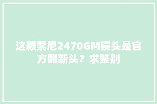 这颗索尼2470GM镜头是官方翻新头？求鉴别