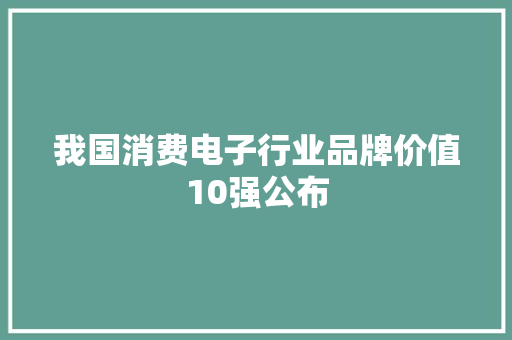 我国消费电子行业品牌价值10强公布