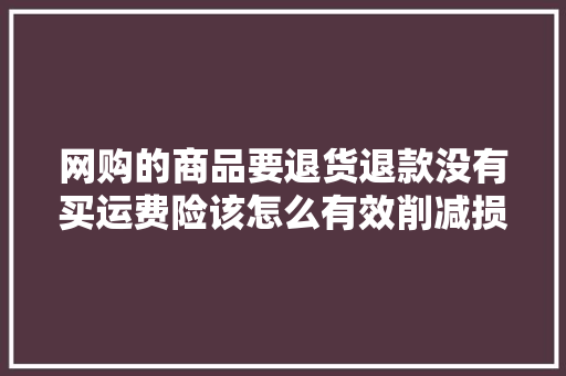 网购的商品要退货退款没有买运费险该怎么有效削减损失呢？ 网购的商品要退货退款没有买运费险该怎么有效削减损失呢？ 人工智能