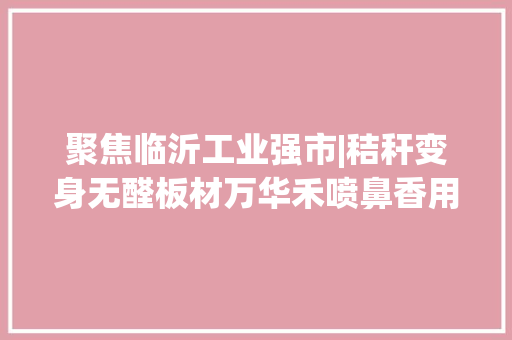 聚焦临沂工业强市|秸秆变身无醛板材万华禾喷鼻香用了啥“黑科技” 聚焦临沂工业强市|秸秆变身无醛板材万华禾喷鼻香用了啥“黑科技” 智能家居