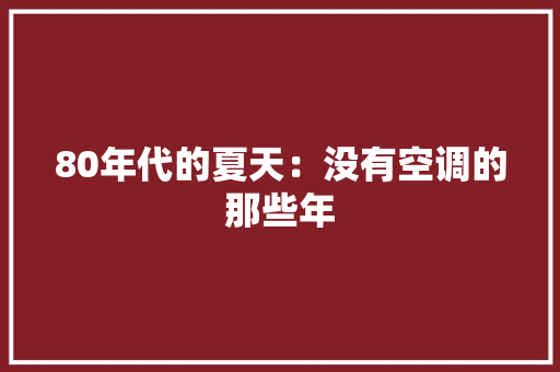 80年代的夏天：没有空调的那些年 80年代的夏天：没有空调的那些年 人工智能