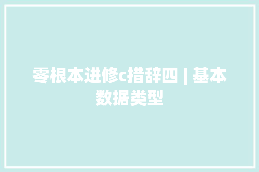 零根本进修c措辞四 | 基本数据类型 零根本进修c措辞四 | 基本数据类型 人工智能
