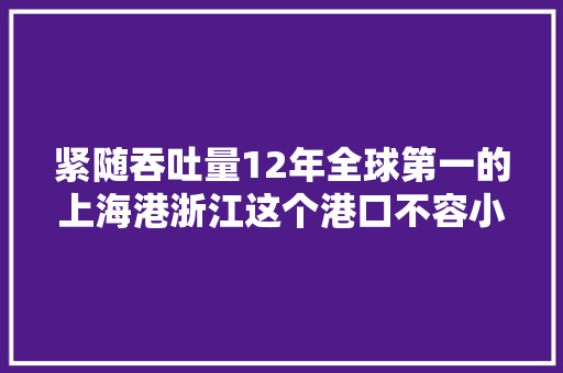 紧随吞吐量12年全球第一的上海港浙江这个港口不容小觑
