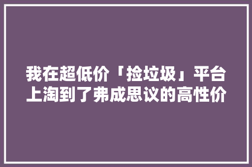 我在超低价「捡垃圾」平台上淘到了弗成思议的高性价比手机