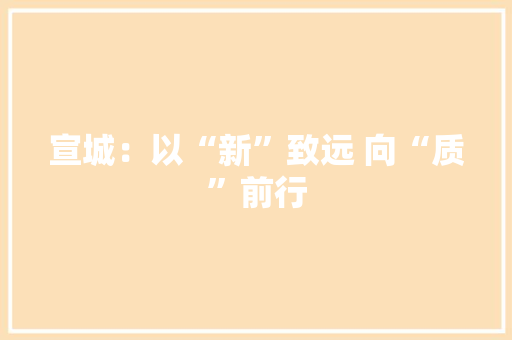 宣城：以“新”致远 向“质”前行 宣城：以“新”致远 向“质”前行 互联通信