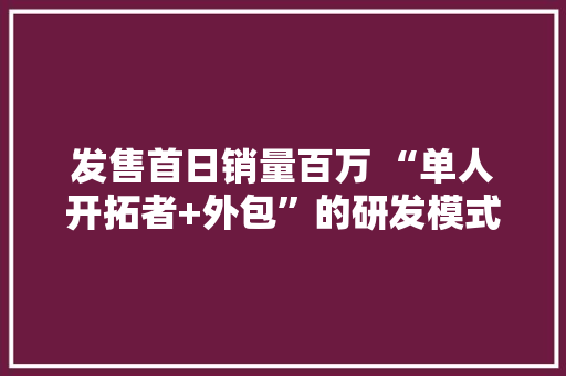 发售首日销量百万 “单人开拓者+外包”的研发模式未来大年夜有可为？ 发售首日销量百万 “单人开拓者+外包”的研发模式未来大年夜有可为？ 人工智能