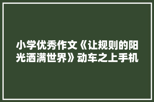 小学优秀作文《让规则的阳光洒满世界》动车之上手机音量 小学优秀作文《让规则的阳光洒满世界》动车之上手机音量 智能科技