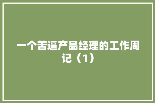 一个苦逼产品经理的工作周记（1）
