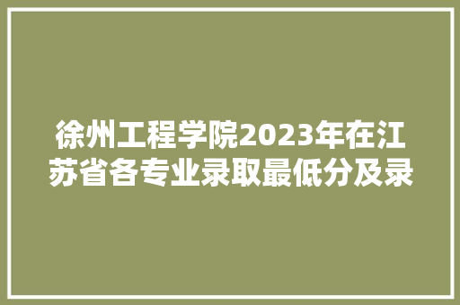 徐州工程学院2023年在江苏省各专业录取最低分及录取位次
