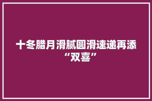 十冬腊月滑腻圆滑速递再添“双喜” 人工智能