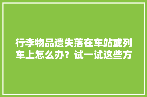 行李物品遗失落在车站或列车上怎么办？试一试这些方法