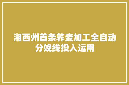 湘西州首条荞麦加工全自动分娩线投入运用 湘西州首条荞麦加工全自动分娩线投入运用 智能家居