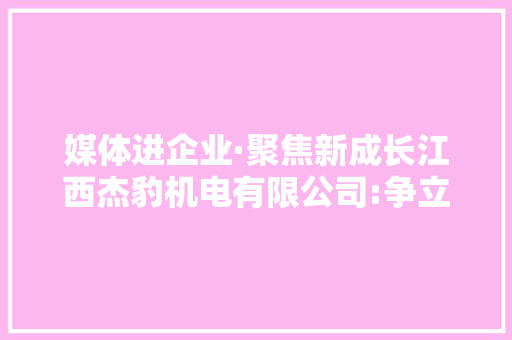 媒体进企业·聚焦新成长江西杰豹机电有限公司:争立异、提产能、重质量全力打造行业标杆 媒体进企业·聚焦新成长江西杰豹机电有限公司:争立异、提产能、重质量全力打造行业标杆 智能科技
