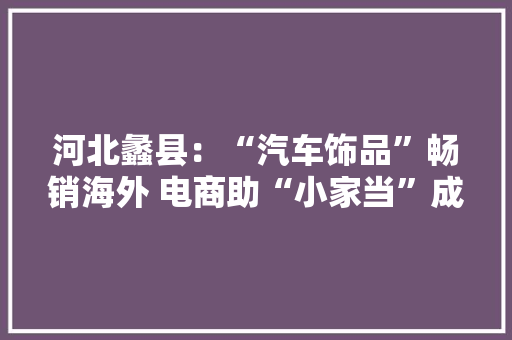 河北蠡县：“汽车饰品”畅销海外 电商助“小家当”成“大年夜市场”