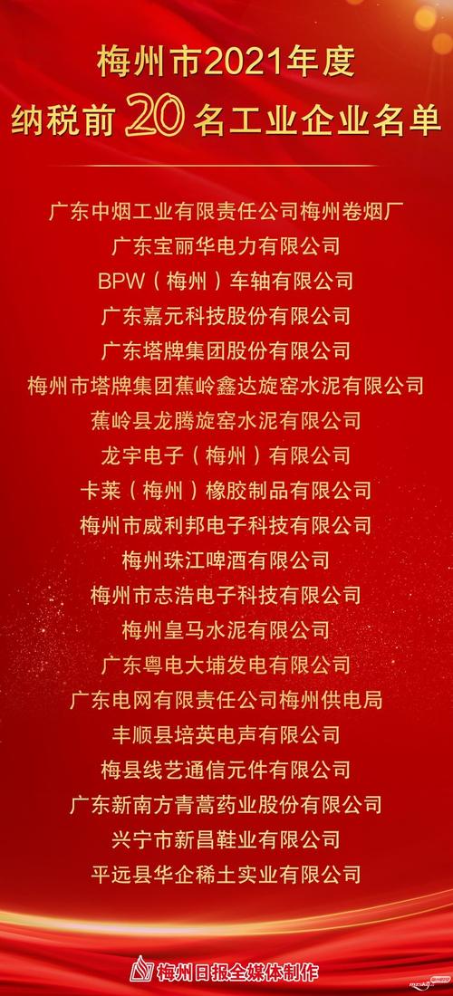 新鲜出炉!梅州市2021年度纳税前20名工业企业名单公布 人工智能 新鲜出炉!梅州市2021年度纳税前20名工业企业名单公布 新鲜出炉!梅州市2021年度纳税前20名工业企业名单公布 人工智能
